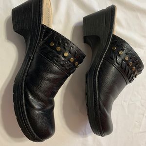 Black Croft & Barrow slip on mules, size 9